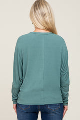 Light Olive Ribbed Dolman Sleeve Maternity Henley Top