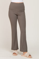 Olive Ribbed Flare Pants