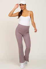 Mocha Ribbed Maternity Flare Pants