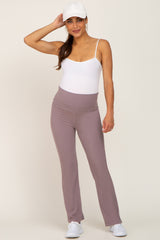 Mocha Ribbed Maternity Flare Pants