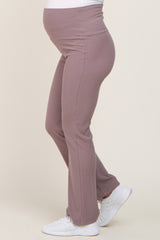 Mocha Ribbed Maternity Flare Pants