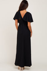 Black Deep V-Neck Maxi Dress