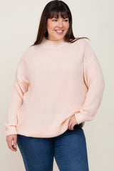 Light Pink Mock Neck Maternity Plus Sweater