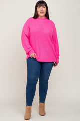 Fuchsia Mock Neck Plus Sweater