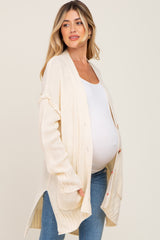 Ivory Knit Oversized Side Slit Maternity Sweater