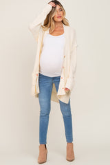 Ivory Knit Oversized Side Slit Maternity Sweater