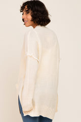 Ivory Knit Oversized Side Slit Sweater