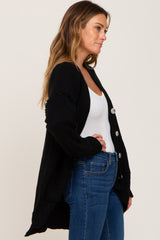 Black Knit Oversized Side Slit Sweater