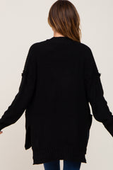 Black Knit Oversized Side Slit Sweater