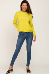 Yellow Ribbed Accent Cropped Sweater