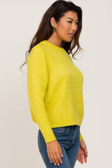 Yellow Ribbed Accent Cropped Sweater