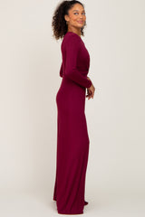 Burgundy Twisted Waist Maxi Dress