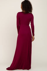 Burgundy Twisted Waist Maxi Dress