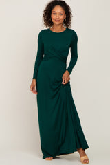 Forest Green Twisted Waist Maternity Maxi Dress