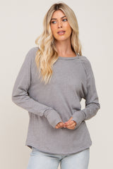 Heather Grey Distressed Seam Maternity Long Sleeve Top