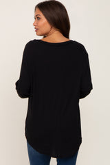 Black Distressed Seam Maternity Long Sleeve Top