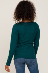 Forest Green Brushed Ribbed Long Sleeve Top