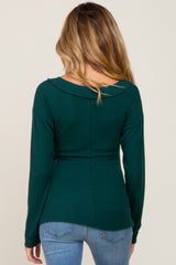 Forest Green Brushed Ribbed Long Sleeve Maternity Top