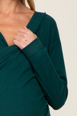 Forest Green Brushed Ribbed Long Sleeve Maternity Top