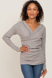 Heather Grey Brushed Ribbed Long Sleeve Top