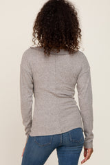 Heather Grey Brushed Ribbed Long Sleeve Top