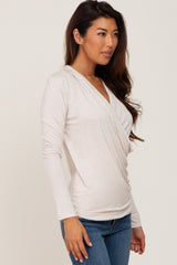 Oatmeal Long Sleeve Wrap Nursing Top