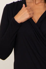 Black Long Sleeve Wrap Nursing Top