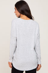 Heather Grey Ribbed Speckled Maternity Long Sleeve Top