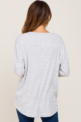 Heather Grey Ribbed Speckled Long Sleeve Top