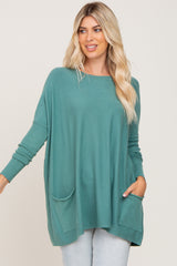 Light Teal Pocketed Dolman Maternity Top