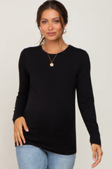 Black Basic Long Sleeve Maternity Top