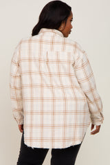 Cream Plaid Brushed Plus Flannel Top