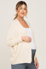 Beige Brushed Knit Dolman Sleeve Maternity Cardigan