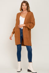 Camel Fuzzy Long Cardigan