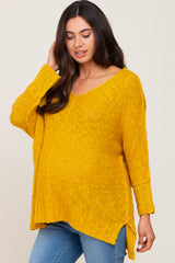 Mustard Chunky Knit Maternity Sweater