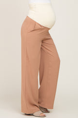 Camel Maternity Straight Leg Trousers