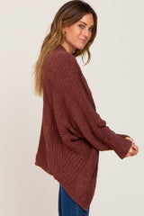 Brown Soft Knit Dolman Sleeve Cardigan