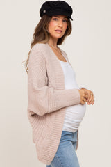 Beige Soft Knit Dolman Sleeve Maternity Cardigan