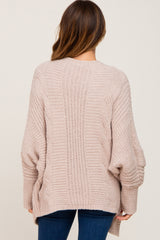 Beige Soft Knit Dolman Sleeve Cardigan