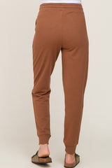 Camel Basic Drawstring Maternity Sweatpants