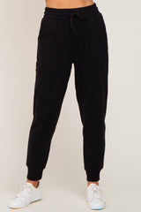 Black Basic Drawstring Sweatpants