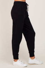 Black Basic Drawstring Sweatpants