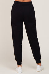 Black Basic Drawstring Sweatpants