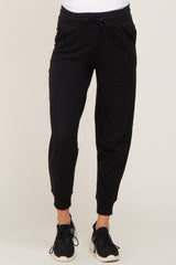 Black Basic Drawstring Maternity Sweatpants