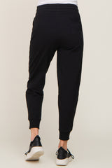 Black Basic Drawstring Maternity Sweatpants