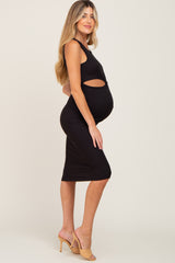 Black Cutout Maternity Midi Dress