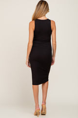 Black Cutout Maternity Midi Dress