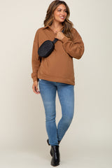 Mocha Collared Pullover Maternity Sweater