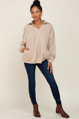 Beige Collared Pullover Sweater