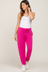 Fuchsia Basic Fleece Maternity Sweatpants